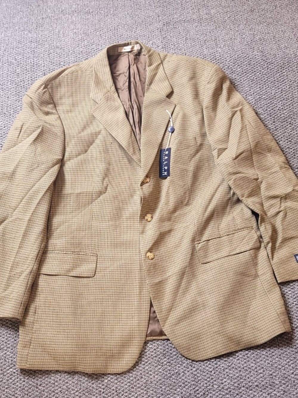 Lord & Taylor Ralph Lauren Blazer Mens 48R  Wool  Tan Beige Suit Jacket